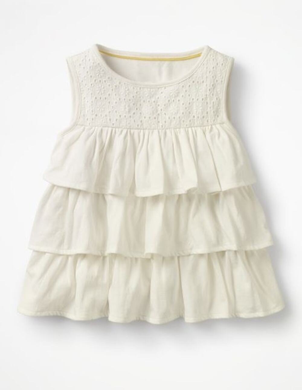 Charming Mini Boden Ivory Ruffle Top - Girls 9/10